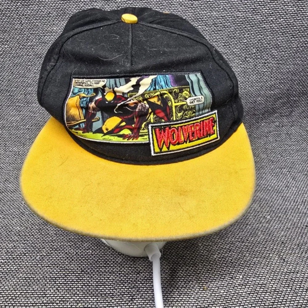 Marvel Comic Wolverine Snapback Hat Black Yellow Comic Panel Patch 2012 Cap OSFM